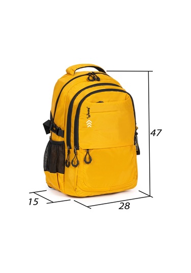 Fermuarlı Geniş Bölmeli Spor & Okul Sırt Çantası Hafif, Ergonomik Ve Dayanıklı Tasarım - Sarı Sarı