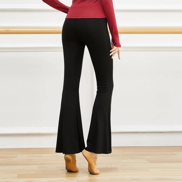 Fortunelane Kadınlar İçin Yumuşak Modal Yoga Taytı - Dar Kalıp, Geniş Ayağı Ve Esnek Bel - Siyah Spor Stili Pilates & Dinlenme El SiYAH