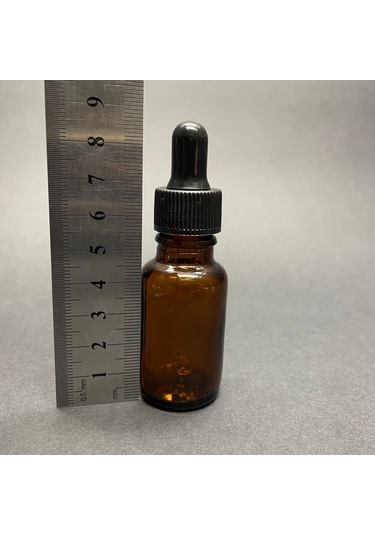 Kahverengi Cam Damlalıklı Şişe Siyah Plastik Kapak 15 ML