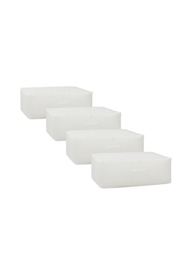 Home Wave 4'lü Büyük Boy Gri Pötikare Baza Altı Hurç Set 62 x 46 x 22 cm