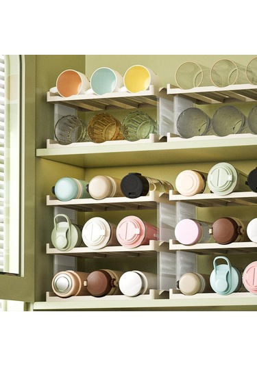 Suntek Bardak Depolama Rafı Bodrum İçecekler Mutfak Düzenleme 33x22x27,5 Cm Şeffaf