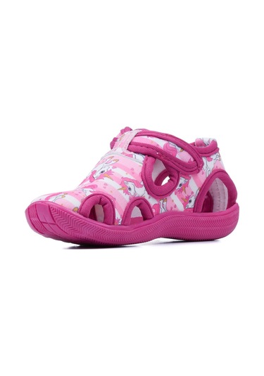 Günlük Unisex Çocuk Aqua Sandalet Esnek Kaymaz Taban Cırtlı Yazlık Deniz Kreş Ayakkabı 141 Fuşya Unicorn