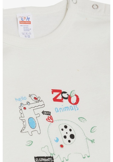 Breeze Erkek Bebek Çıtçıtlı Zıbın Body Hayvanat Bahçesi Dost Hayvanlar Baskılı 9 Ay-3 Yaş, Ekru Ekru