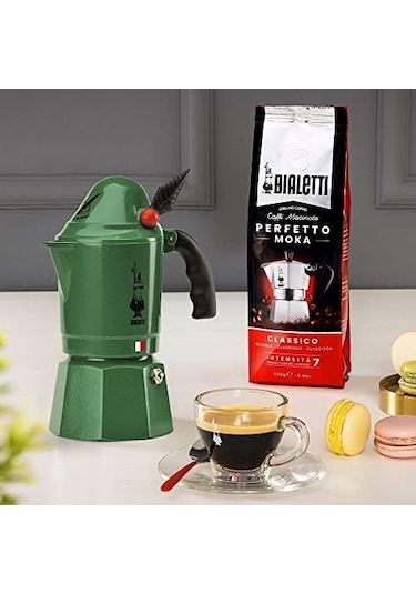 2762 Moka Express Alpina Dağ Avcıları Korpları Espresso Pişirici, Alüminyum, Yeşil