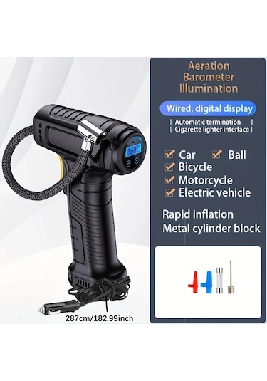 Boatshop1 120w Kablolu Kablosuz Elektrikli El Tipi Araba Hava Pompası Taşınabilir Dijital Otomatik Lastik Pompası