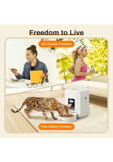 Honeybeeshop Siyah 2 Litre Otomatik Evcil Hayvan Besleyici Dokunmatik Ekranlı Kedi Köpek Mama Dağıtıcı