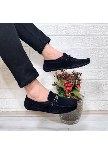 Fiyra Tkn Lacivert Nubuk Hakiki Deri Erkek Babet Günlük Ayakkabı 001