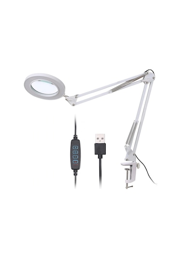 Hpy Pazar 33 Cm Çift Kollu Usb Kontrollü Aydınlatmalı Büyüteç 64 Led, 8x