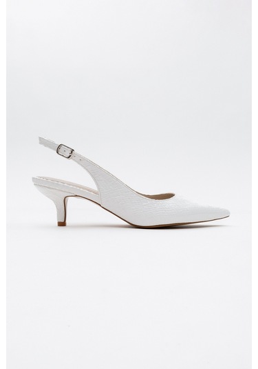 Value Beyaz Desenli Kadın Topuklu Ayakkabı Beyaz Yılan Beyaz