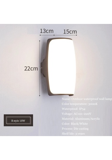 Modern Dış Duvar Lambası Led 18w Su Geçirmez Işık Siyah 1 Parça