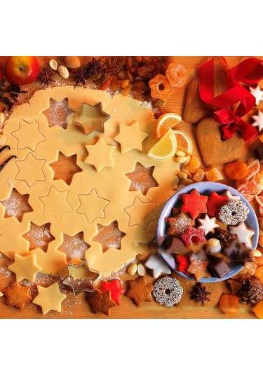 Kangvka 12'li Paslanmaz Çelik Pasta, Kurabiye, Tatlı Kalıbı Seti - Yeniden Kullanılabilir, Dayanıklı, Hamur Ve Sebze Kesim Araçları Gümüş