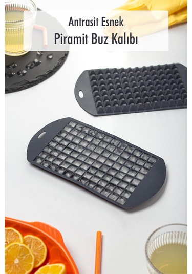 Antrasit Piramit Buz Kalıbı 13 24 2 Cm