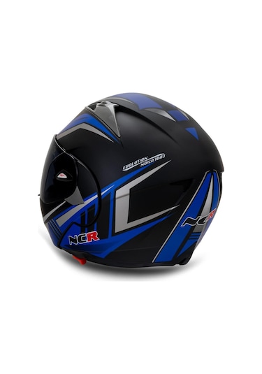 Ncr Çene Açılır Mat Mavi Siyah Vizörlü Motosiklet Kaskı Mat Mavi