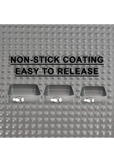 Bloomnest Kelepçeli Kek Kalıbı 24/26/28 Cm, Kare Fırın Kalıbı, Streç Kılıflı, Yapışmaz Karbon Çelik Diğer