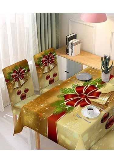 Flybuy Xıxun Tp Tek Streç Şenlikli Sandalye Örtüsü Yılbaşı Masa Kılıfı Emici Dekor Çan Bosphorusboutique Baskılı Altın 140cm Altın
