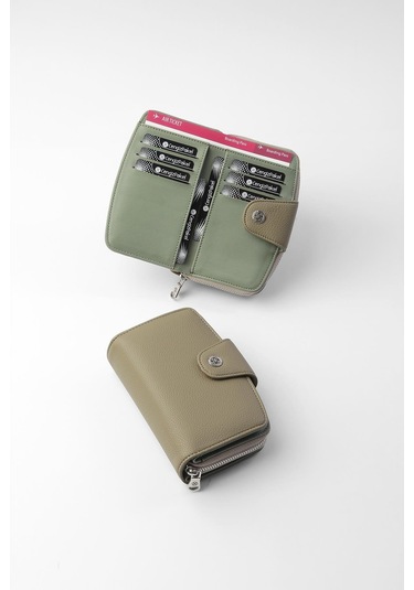 Cengiz Pakel Orta Boy Çıt Çıt Detaylı Kadın Cüzdan/portföy - 65300 - Haki 65300-haki