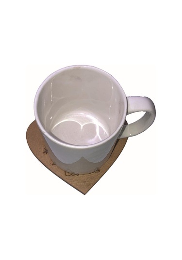 Kalpli Ahşap Bardak Altlığı 2 Lı Set Sevgililere Bardak Altlığı S Kahverengi