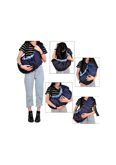 Yenidoğan Bebek Çapraz Vücut Koşum Askısı Mavi Ekose Mavi