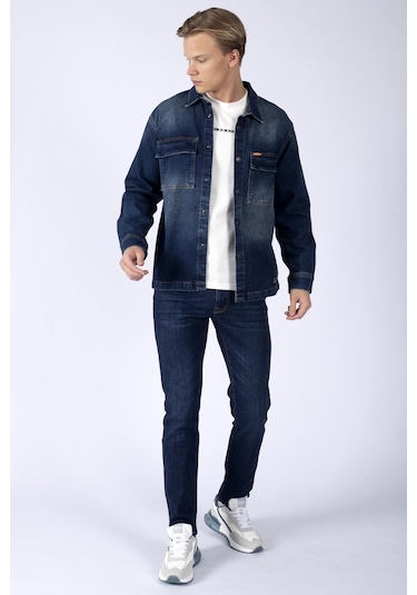 Lee Cooper Karela Erkek Jean Gömlek-17123-heındall Blue Mıd Lacivert