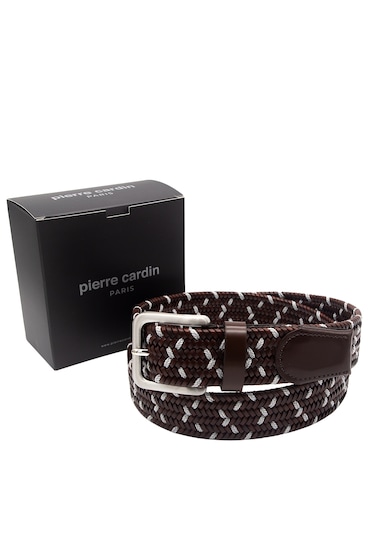 Pierre Cardin Premium Örgü Deri Kemer En 3,5 Cm Pc-1713 Kahverengi - Gri