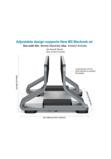 Dikey Dizüstü Bilgisayar Standı Aletsiz Ayarlanabilir Alüminyum Dizüstü Space Grey-1 Slot