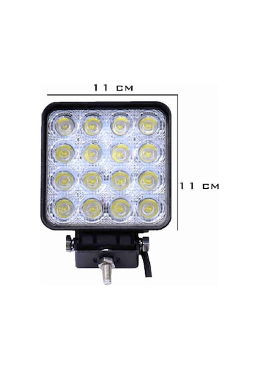 Off Road Sis Farı Sis Lambası 16 Led Kare 2'li Paket Beyaz