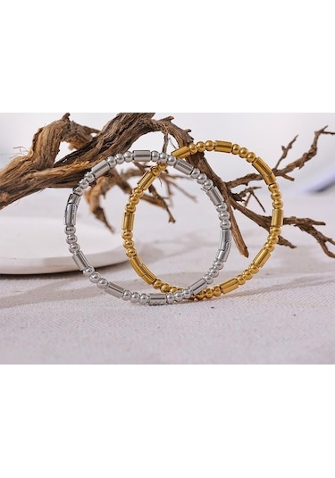 Novahub Gümüş Boncuk Bilezik, Su Geçirmez, 57mm Paslanmaz Çelik, Kadın Bileklik, Yeni Gümüş Model, Yüksek Kalite/ Gümüş