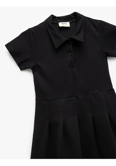 Koton Kısa Kollu Düğme Kapamalı Pamuklu Gömlek Elbise Siyah 6wkg80001ak Siyah