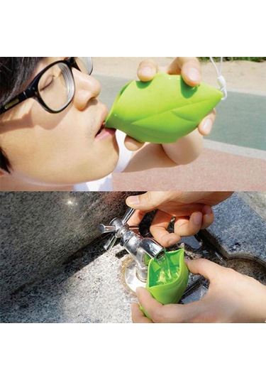 Yeşil Açık Kamp Kılıfı Seyahat Yürüyüş Hayatta Kalma Aracı Yaprak Silikon Cep Bardak Depolama Su Bardağı Katlanır Yeşil