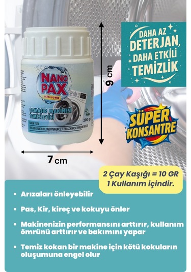 Nanopax Ultra Konsantre Çamaşır Makinesitemizleyici Tozu 200 20 X 10 Gr - 200gr