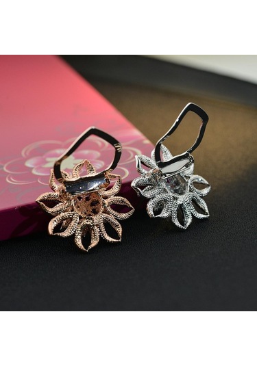 Homyl Charm Lotus Broş Çiçek Pin Kadın Ziyafet Yaka Takı Platin Platin Çok Renkli