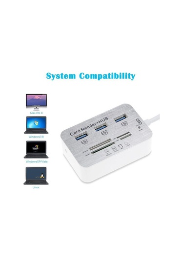 Çok İşlevli Ms/sd/m2/tf Hafıza Kartı Okuyucu Kombo Yüksek Hızlı 3 Bağlantı Noktalı Usb 3.0 Hub Boyut: Usb 3.0
