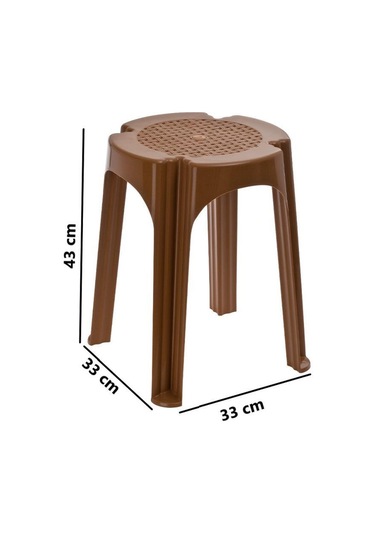 Omnipazar Sy-4640 Plastik Tabure Büyük Boy 4'lü Set Kahverengi
