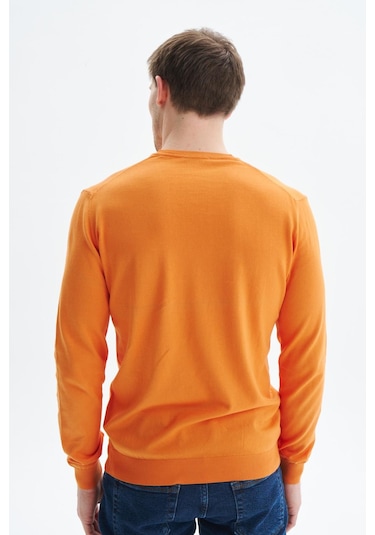 Arma Erkek Slim Fit Basic V Yaka Triko Kazak K9kro0852 Turuncu