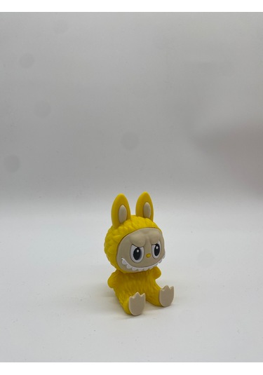 Oturan Dekoratif Labubu Figürü, 3d Baskı, Sarı
