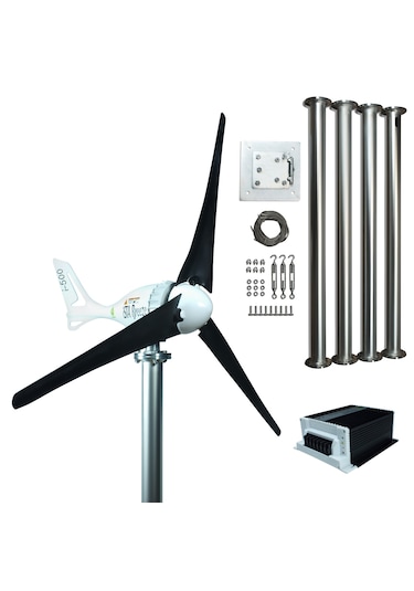İ-500 12v/24v Rüzgar Türbini +hibrit Şarj Cihazı Ve Direk Seti