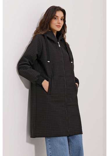 Gabriaa Fermuarlı Kapitone Mont Siyah