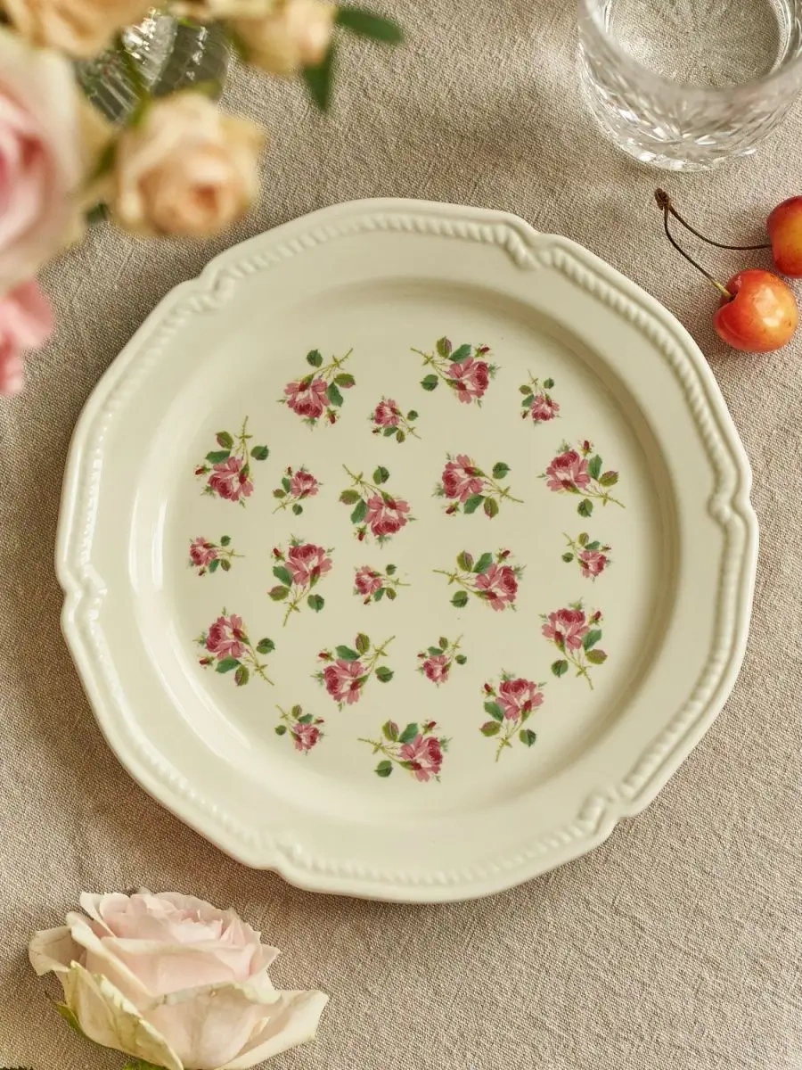 Roomi Desenli Düz Seramik Tabak 19.5 Cm, Hediye 113310986 Beyaz