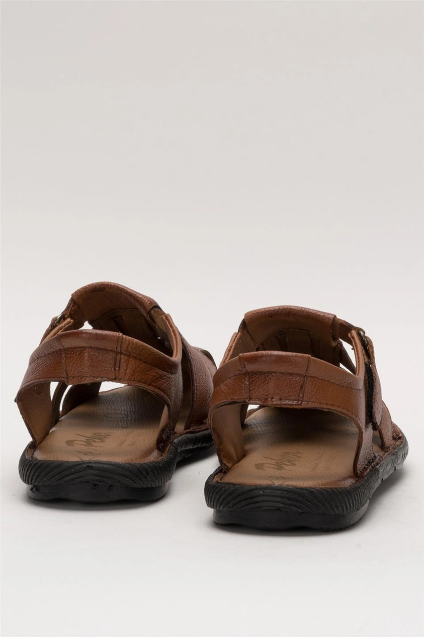 Erkek Hakiki Deri Yazlık Hafif Günlük Ayakkabı Sandalet Taba Taba