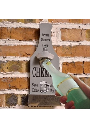 Beyaz 1 Adet Retro Yaratıcı Duvara Monte Bira Tarzı Dekoratif Askı Şişe Açacağı Beyaz