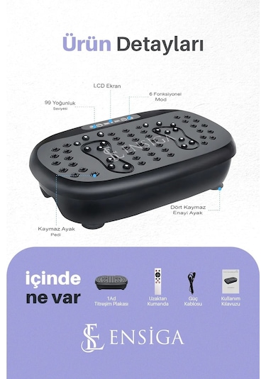 Titreşimli Osilasyon Masaj Aleti - Tüm Vücut Vibro  Fitness Makinesi Siyah