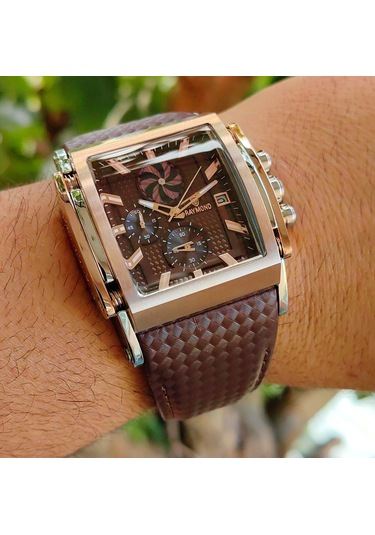 Raymond Kahverengi Erkek Kol Saati Gümüş - Rose Gold