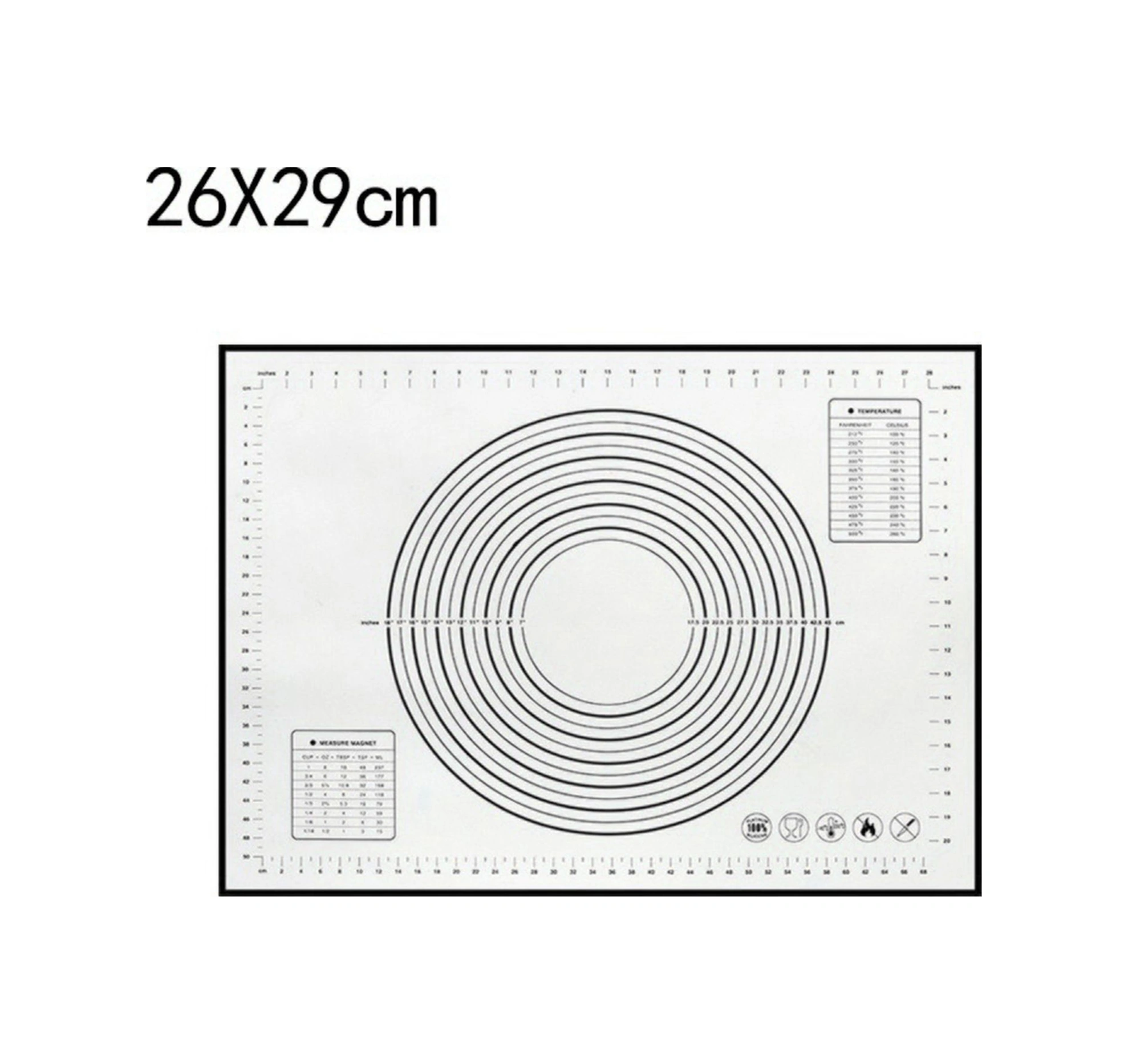 Yaleker Güvenli Silikon Hamur Yoğurma Matı Siyah, 29x26cm - Ölçü Çizgili, Kaymazsız, Hamur Tutmayan, Ev Fırıncıları İçin Pratik Alet Siyah