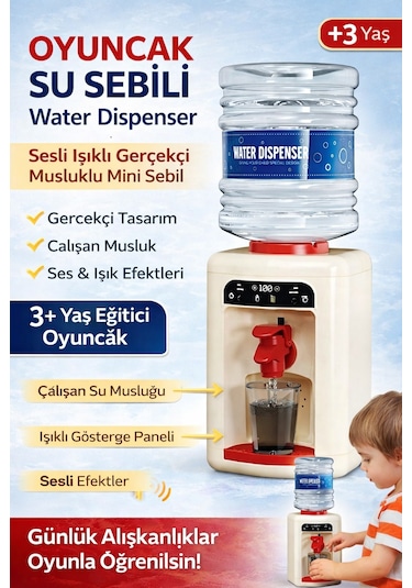 Su Sebili Water Dispenser Sesli Işıklı Gerçekçi Musluklu Mini Sebil