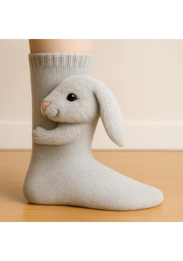 Hayvanlı Çorap Noel Örgü Zemin Çorabı Isıtıcı Çorap Örgü Timsah Çorapları 38 Bronz