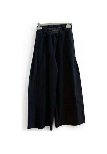Zekids Kız Çocuk Yanları Denim Garnilli 2 İplik Pantolon-15038 Siyah