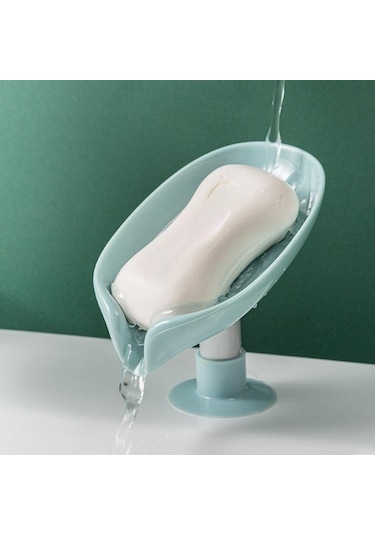 Yeşil Yaprak Şekilli Sabunluk Duş Sabunu Raf Banyo Sabunu Kutusu Dikey Vantuz Çamaşır Sabunu Bulaşık Depolama Tepsisi Banyo Malzemeleri