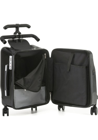 Göz Desenli Çocuk Valizi Binilebilir, Düşme Engelleyici Gri