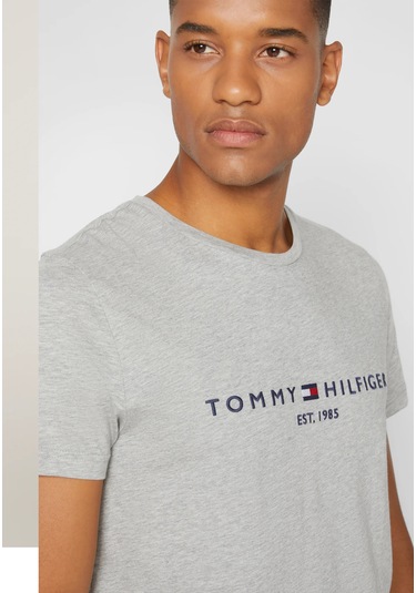 Tommy Hilfiger Sıfır Yaka Erkek T-shirt Gri