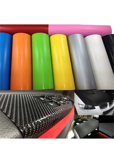 Koyu Kırmızı-127x20cm-152/127cm Renkli 3d Karbon Fiber Vinil Araç Örtüsü Sac Rulo Film Araba Sticker Araba  Araba Styl